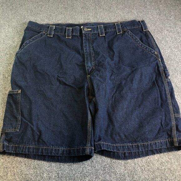 Carhartt Denim Carpenter Shorts Mens 44 Blue B153HDK Workwear Utility Pockets - Picture 6 of 7